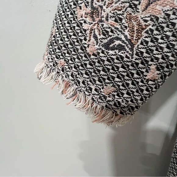 Alberto Makali Floral Metallic Jacquard Print Open Coat 6 - Picture 13 of 13